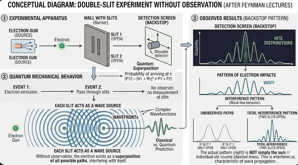 जब हम इलेक्ट्रॉनों को नहीं देख रहे होते — संभावनाओं की तरंग (Superposition)